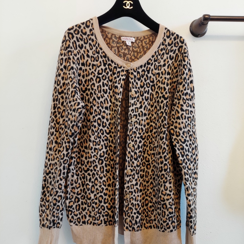 Fall animal print cardigan sweater